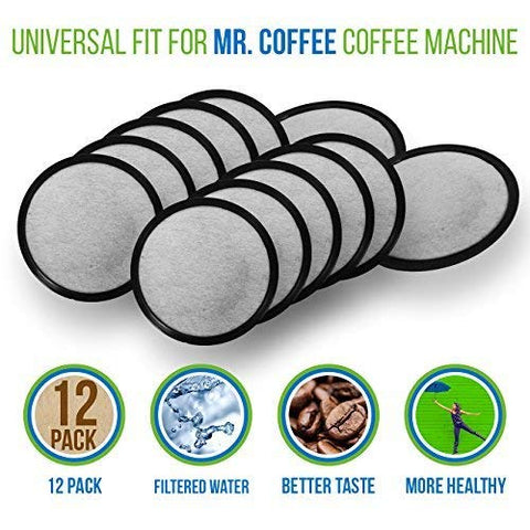 Mr. Coffee Water Filter Replacement Discs | Activated Charcoal Coffee Filters for Mr. Coffee Machines & Brewers | 12 Pack
