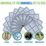 Premium Platium Charcoal Water Filter Replacement for Drinkwell Pet Fountain 12 pack DRK-12